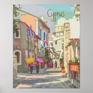 The Back Streets of Cyprus Travel Style Poster
