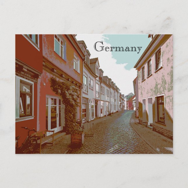 The Back Streets of Germany Travel Poster Style Postcard (Front)