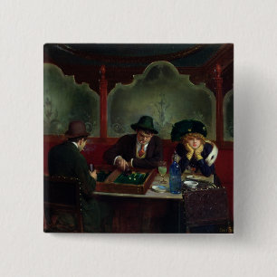 The Backgammon Players 15 Cm Square Badge