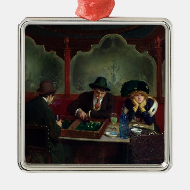 The Backgammon Players Metal Ornament (Front)