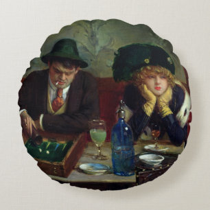 The Backgammon Players Round Cushion