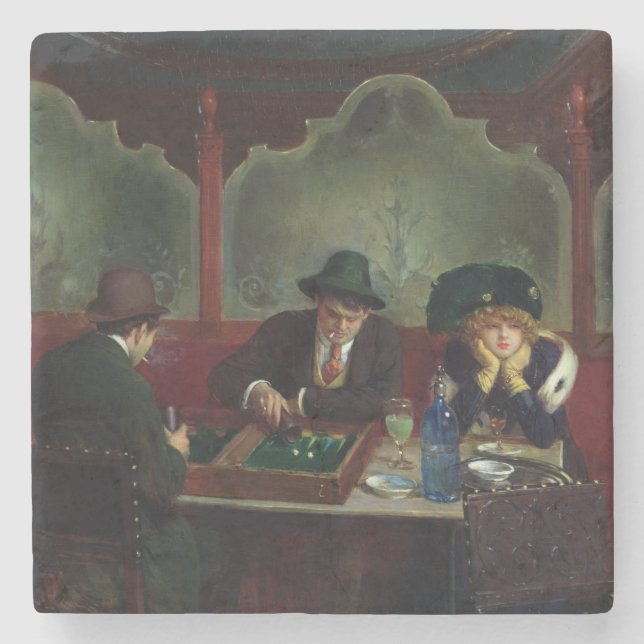 The Backgammon Players Stone Coaster (Front)