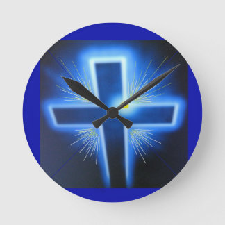 The Backlit Blue Cross Round Clock