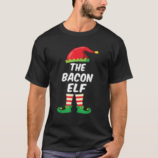 The Bacon Elf Family Matching Funny Christmas Cost T-Shirt (Front)