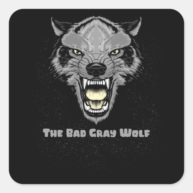 The Bad Grey Wolf Square Sticker (Front)