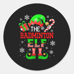 The Badminton Christmas Elf Matching Player Fan Fa Classic Round Sticker