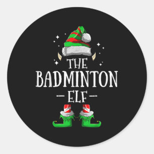 The Badminton Elf Matching Family Group Christmas Classic Round Sticker