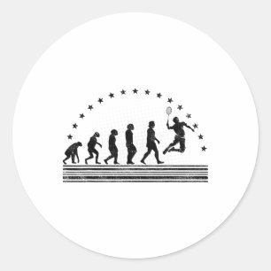 The Badminton Evolutions Retro Shuttle Men's Badmi Classic Round Sticker