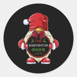 The Badminton Gnome Matching Family Group Christma Classic Round Sticker