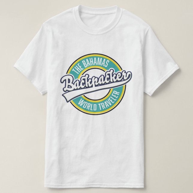The Bahamas Backpacker World Traveller retro logo. T-Shirt (Design Front)