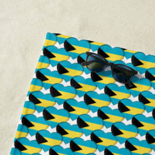 The Bahamas Flag Colours Hearts Patriotic Beach Towel