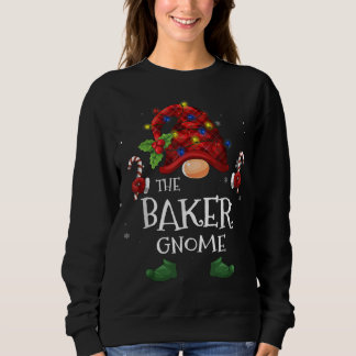The Baker Gnome Buffalo Plaid Christmas Tree Light Sweatshirt