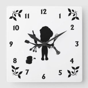 The Baker Juggles His Utensils / Tools  Square Wall Clock