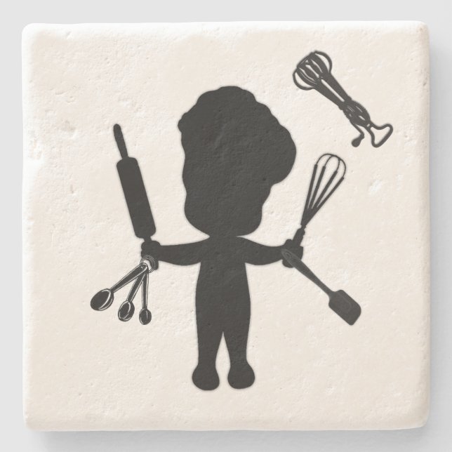 The Baker Juggles His Utensils / Tools Stone Coaster (Front)