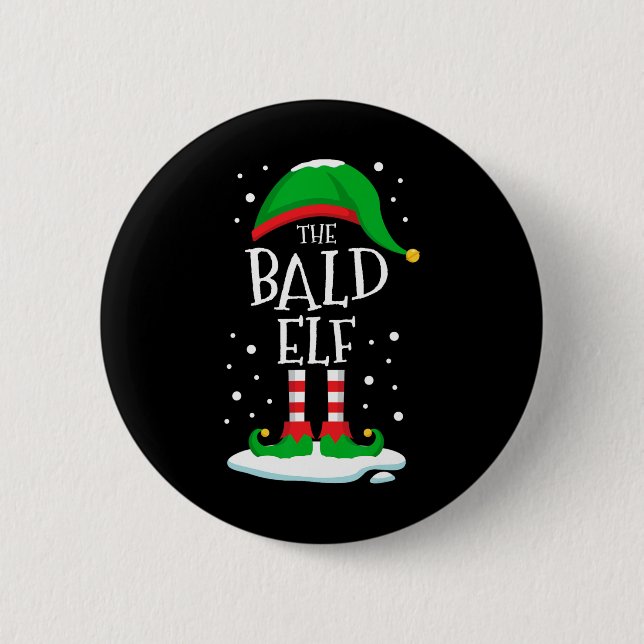 The Bald Elf Christmas Family Matching Xmas Group  6 Cm Round Badge (Front)