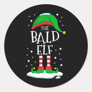 The Bald Elf Christmas Family Matching Xmas Group  Classic Round Sticker