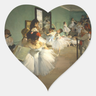 The Ballet Dance Class Edgar Degas Modern Paint    Heart Sticker