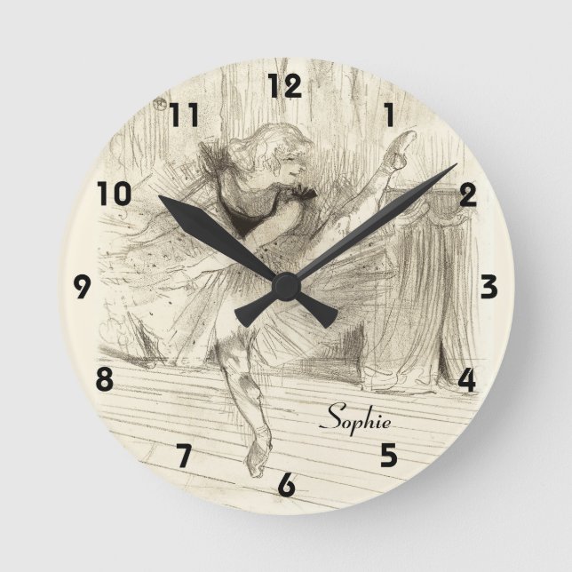 The Ballet Dancer, Toulouse-Lautrec Round Clock (Front)