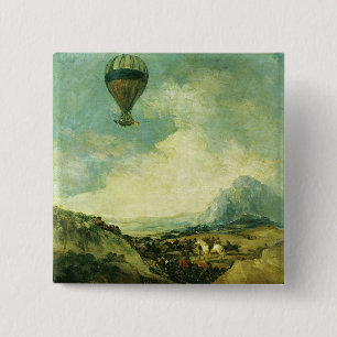 The Balloon or, The Ascent of the Montgolfier 15 Cm Square Badge
