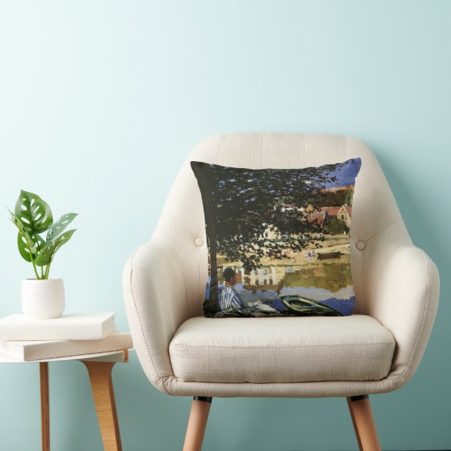The Bank of the Seine, Bennecourt by Claude Monet Cushion (Chair)