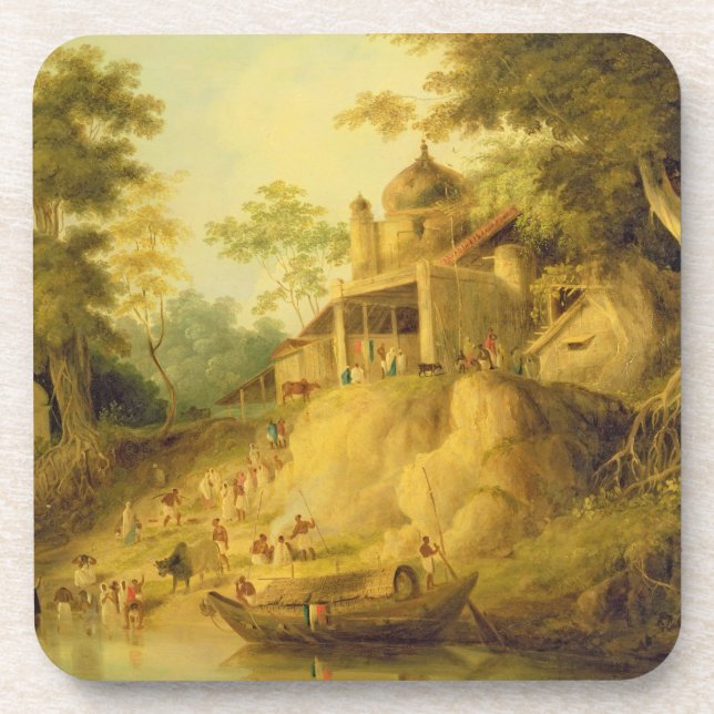 The Banks of the Ganges, c.1820-30 (oil on canvas) Coaster (Front)