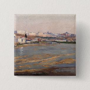 The Banks of the River Manzanares, 1912 (oil on ca 15 Cm Square Badge