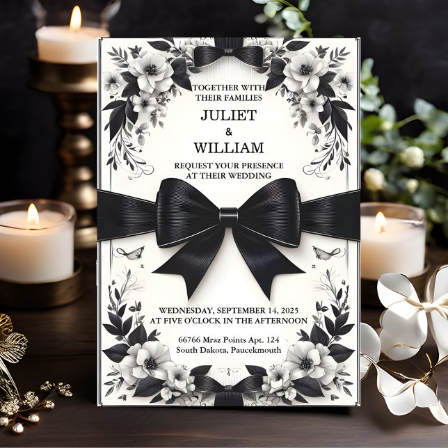 The Banners Bows Satin Chic Ribbon Cutting Wedding Invitation (Creator Uploaded)