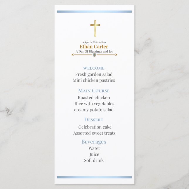The Baptism Menu (Front)