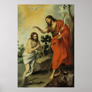 The Baptism of Christ by Bartolome Esteban Murillo Poster