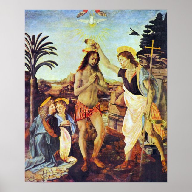 The Baptism of Christ by Leonardo da Vinci Poster (Front)