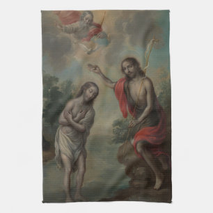 The Baptism of Christ by Nicolás Enríquez Tea Towel
