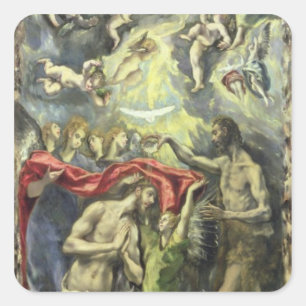 The Baptism of Christ, c.1597 (oil on canvas) Square Sticker