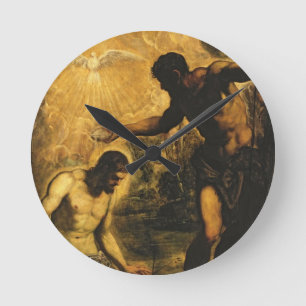 The Baptism of Christ (oil on canvas) Round Clock
