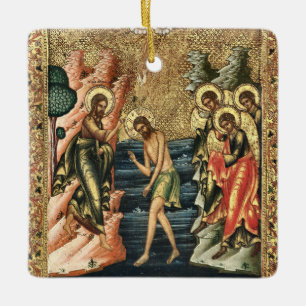 The Baptism of Jesus Christ Orthodox Icon Ceramic Ornament