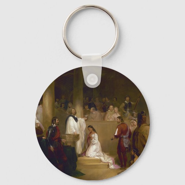 The Baptism of Pocahontas by John Gadsby Chapman Key Ring (Front)