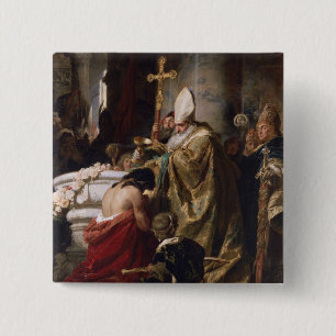 The Baptism of Vajk 15 Cm Square Badge