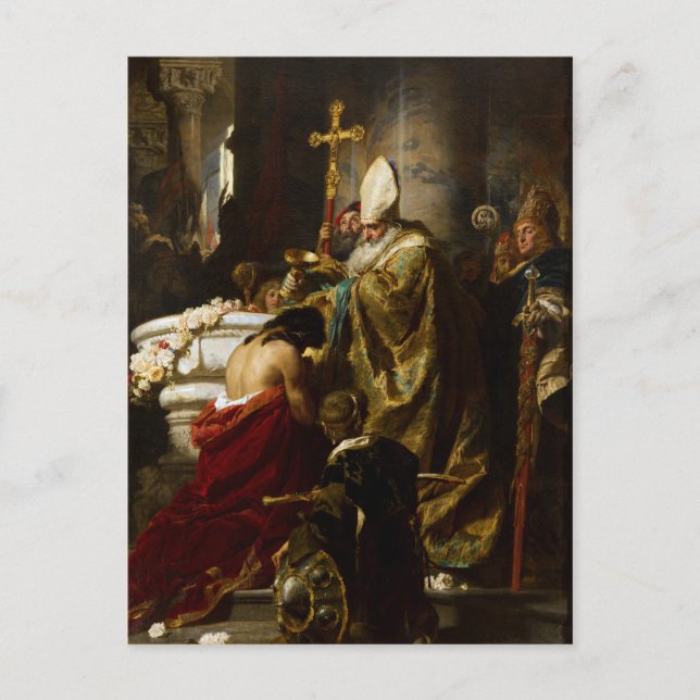 The Baptism of Vajk by Gyula Benczúr (1875) Postcard (Front)