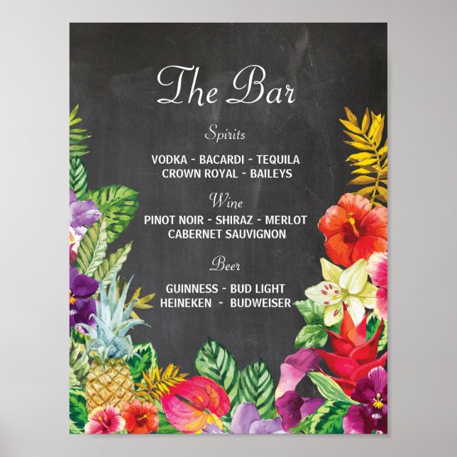 The Bar Aloha Luau Party Sign Wedding Reception (Front)