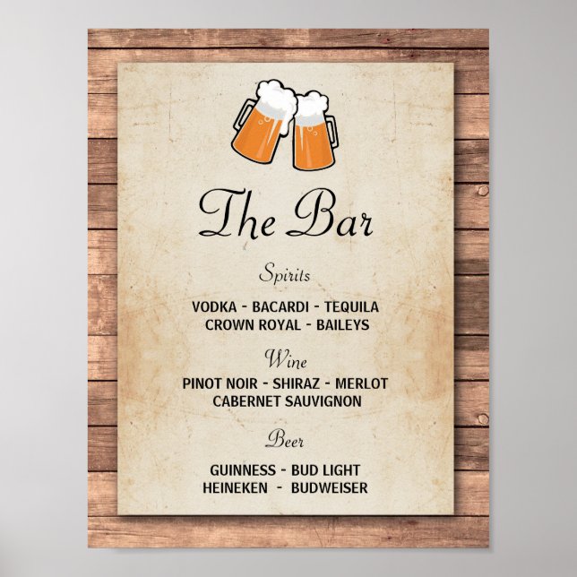 The Bar Cheers Beers Event Sign Wedding Reception (Front)