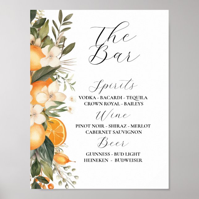 The Bar Floral Wedding Florals Oranges Citrus Poster (Front)