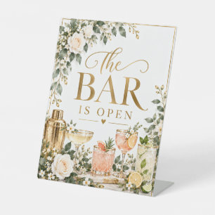 The Bar Is Open Wedding Bar Pedestal Sign