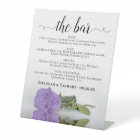 The Bar - Lavender Purple Rose Drinks Menu Wedding