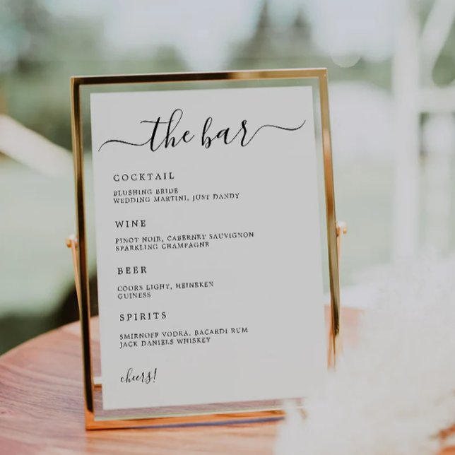 The Bar Menu Sign, Minimalist Wedding Bar Menu, Invitation (The Bar Menu Sign, Minimalist Wedding Bar Menu, Invitation)