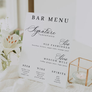 The Bar Menu Signature His and Her Cocktails Pedestal Sign