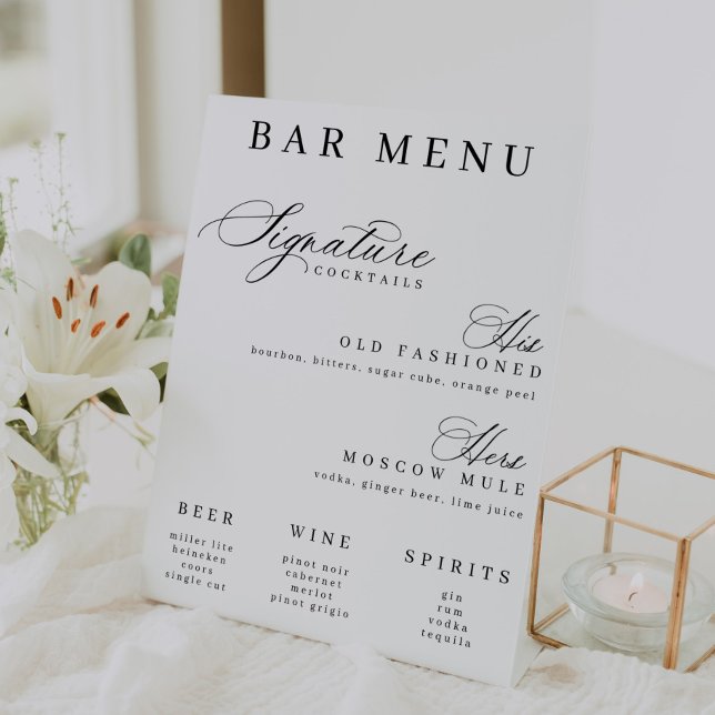 The Bar Menu Signature His and Her Cocktails Pedestal Sign (Creator Uploaded)