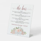 The Bar - Rustic Pink Floral Drinks Menu Wedding