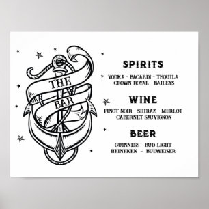 The Bar Wedding Traditional Tattoo Anchor Poster