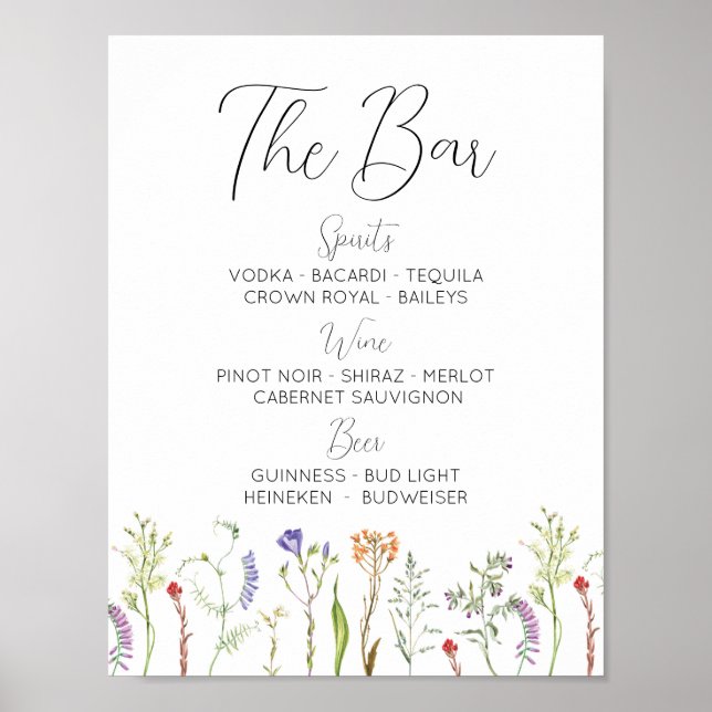 The Bar Wedding Wildflowers Floral Ditsy Poster (Front)