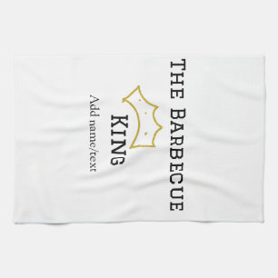 The Barbecue king crownadd name text cooking best Tea Towel