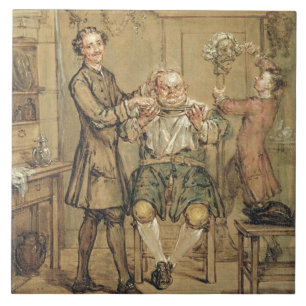 The Barber, c.1760-69 (oil on canvas) Ceramic Tile